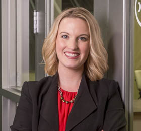 Pictured is M.B.A. alumna Lindsey Bradley, event manager for Pittsburgh Technology Council. | Photo by Jim Judkis