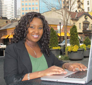 Pictured is M.B.A. alumna, Kenyan native and social media manager for Kali TV Online, May Lebo.