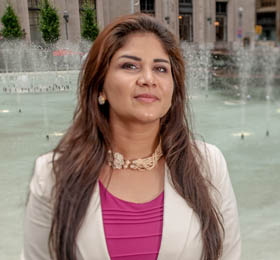 Pictured is 2010 Point Park M.B.A. alumna Neha Goel, a business analyst for UPMC Health Plan. | Photo by Chris Rolinson