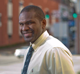 Pictured is Thomas Louisy, M.B.A. graduate and financial consultant for PNC. | Photo by Chris Rolinson