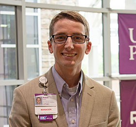 Pictured is M.S. health care alumnus Adam Rivers. Photo by Brandy Richey.