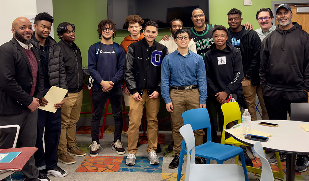 Pictured are students from Pittsburgh Hardball Academy and Pittsburgh Obama 6-12's wrestling team at a Cooper Gibson workshop. Submitted photo. 