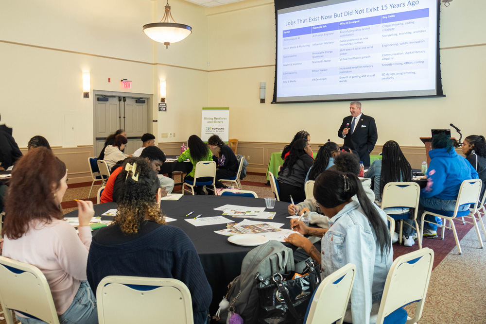 Students at a Rising Brothers and Sisters event at Point Park University on Oct. 14, 2025.