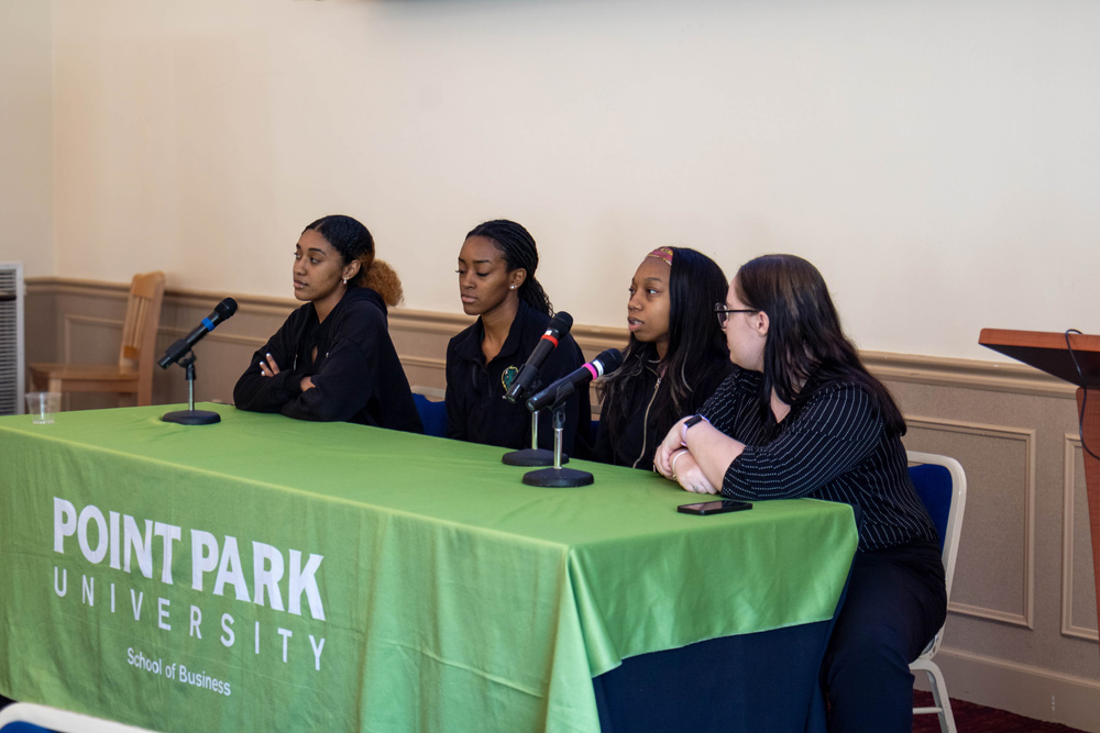 Students at a Rising Brothers and Sisters event at Point Park University on Oct. 14, 2025.