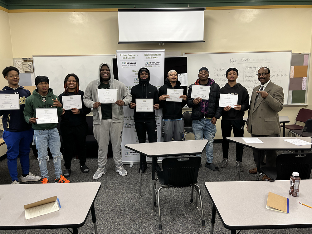 Pictured are students from Pittsburgh Allderdice with certificates from the Rising Brothers and Sisters program. Submitted photo.