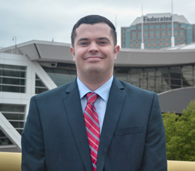 Pictured is Brandon Camic, accounting alumnus, M.B.A. student and staff accountant for Federated Investors. | Photo by Tanner Knapp