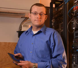Pictured is information technology alumnus and global network manager for Holtec International, Jonathan Geyer.