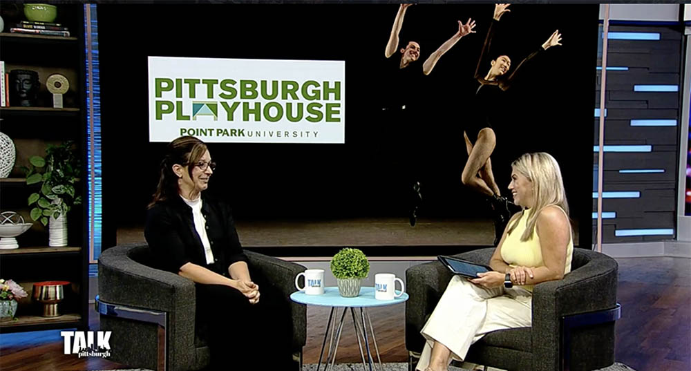 Pictured is Kiesha Lalama and Heather Abraham on set of Talk Pittsburgh.