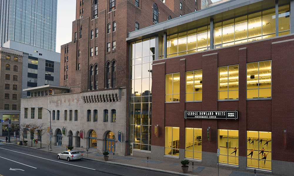 Exterior of the George Rowland White Performance Center.