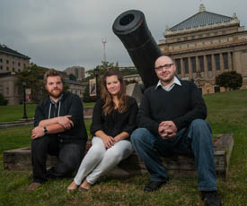 Pictured are alumni Jonathan DeCarlo, Cristin Goss and Michael DiGuglielmo, owners of Loose Cannon Creative. Photo | Christopher Rolinson