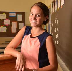 Pictured is Alexa Tokarski, an English teacher at Pittsburgh Perry High School and a Point Park secondary education alumna and educational administration graduate student. | Photo by Jim Judkis