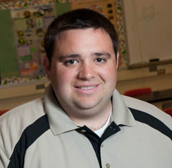 Pictured is Chris Colonna, who earned a master's degree in secondary education is a seventh grade life science teacher.