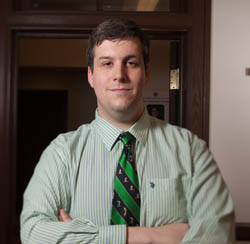 Pictured is Jonathan MacDonald, Point Park secondary education alumnus and English teacher at Oakland Catholic High School. | Photo by Chris Rolinson