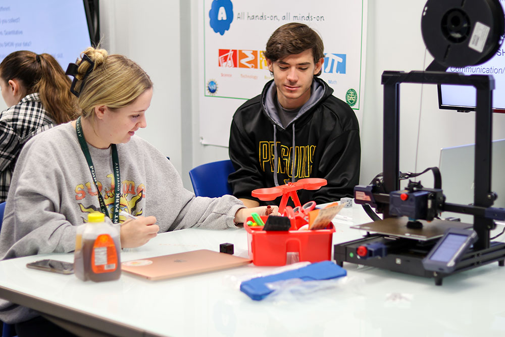 Pictured are students in Matt's Maker Space Lab at Point Park. Photo by Natalie Caine.