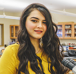 Pictured is forensic science major Raniah Al-Bayati. Photo by Emma Federkeil.