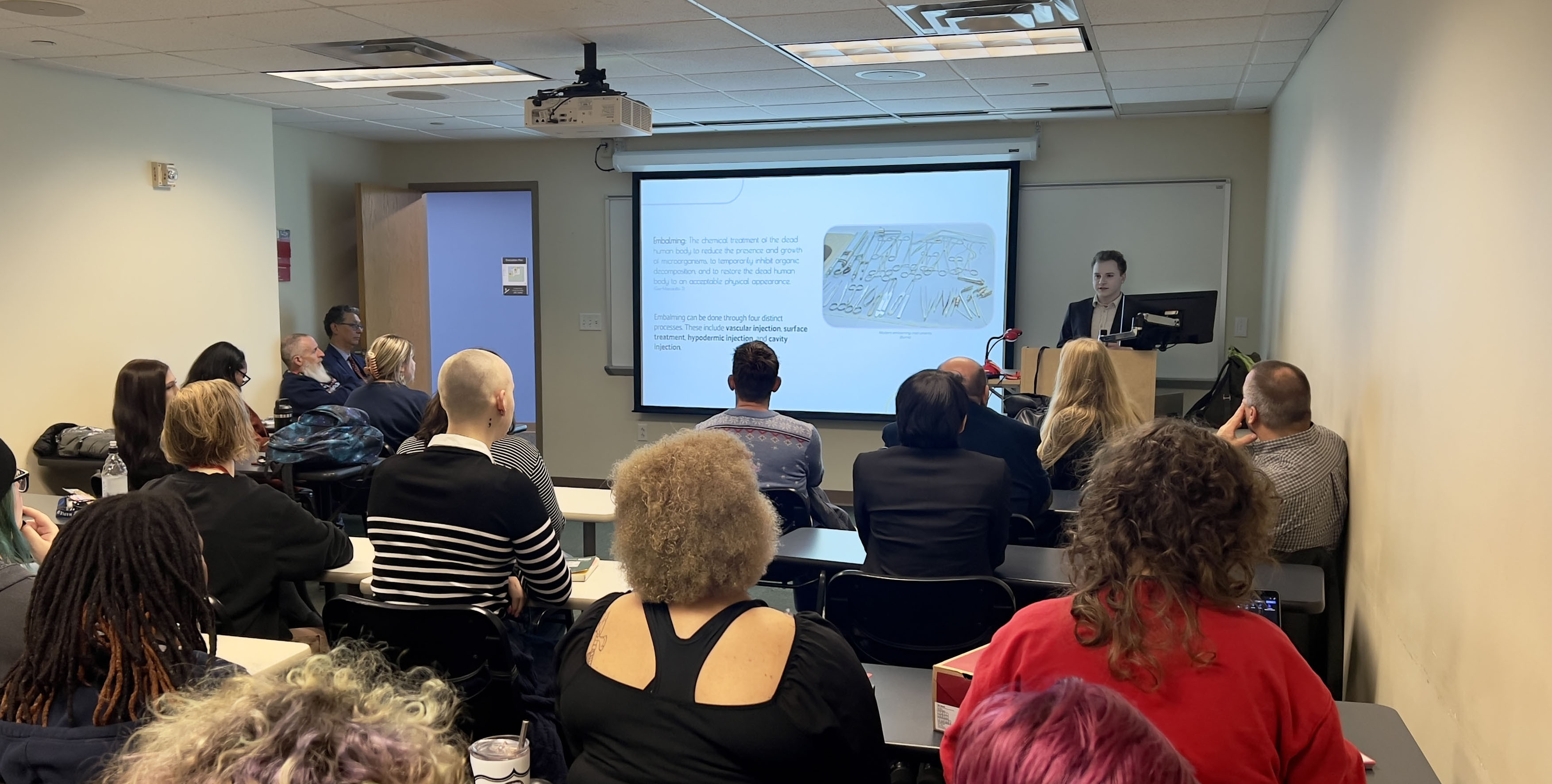 Pictured is Ethan Apple presenting his capstone project in class. Photo by Nadia Jones.