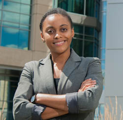 Pictured is Natasha Williams, an M.A. in global security and intelligence student and intern for Mylan, Inc. | Photo by Chris Rolinson