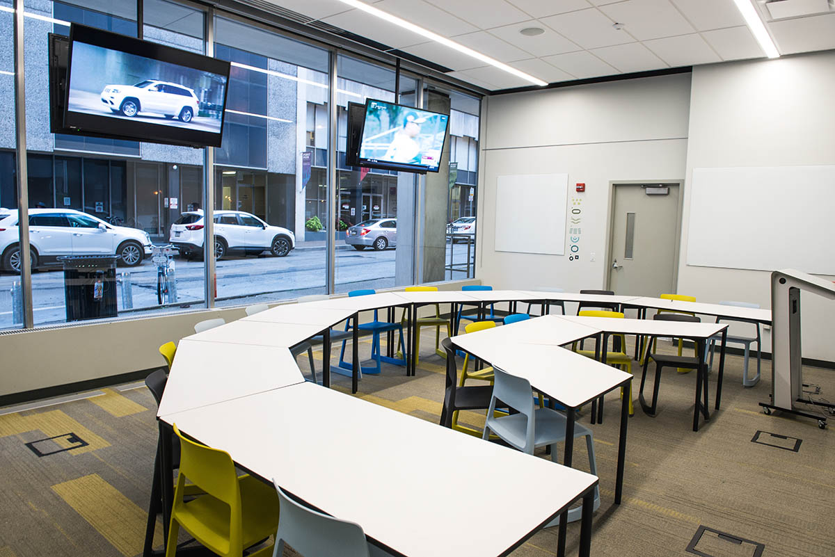 The multimedia classroom inside the Center for Media Innovation at Point Park University. Photo | Chris Rolinson