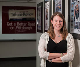 Pictured is School of Communication M.A. alumna Megan Guza.