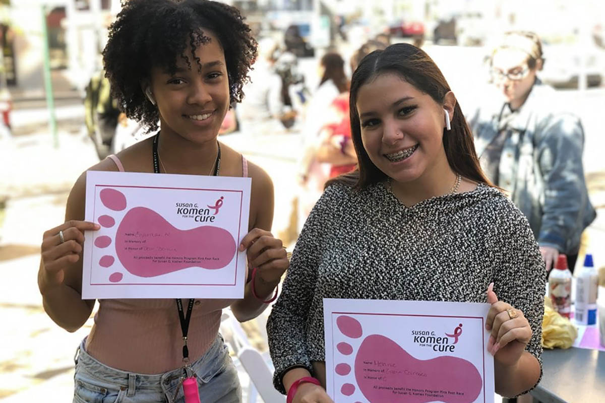 Honors Program students sponsored "Pink Feet," a series of events to increase awareness and raise money for breast cancer research - specifically for Susan G. Komen Pittsburgh.