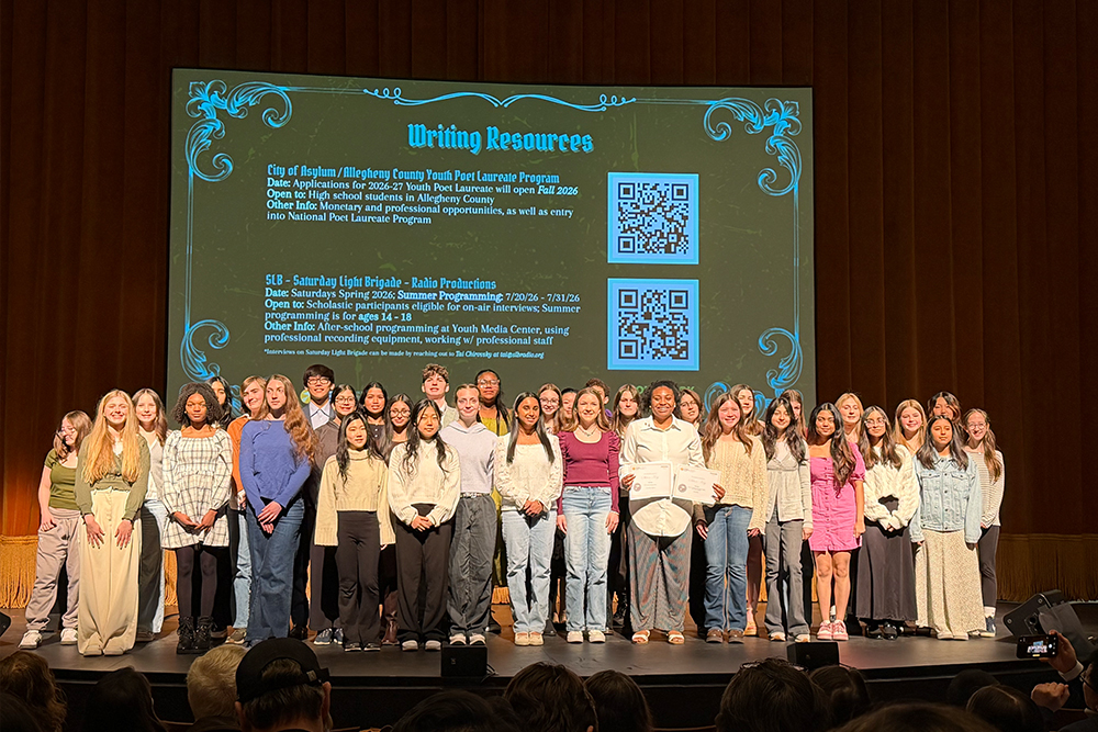 2026 Scholastic Writing Awards participants in Point Park University's Pittsburgh Playhouse. 