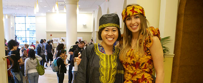 Two Point Park international students wear attire from their native countries spring 2012.