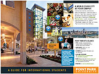 A small screen shot of the first page of an e-brochure for international students. 