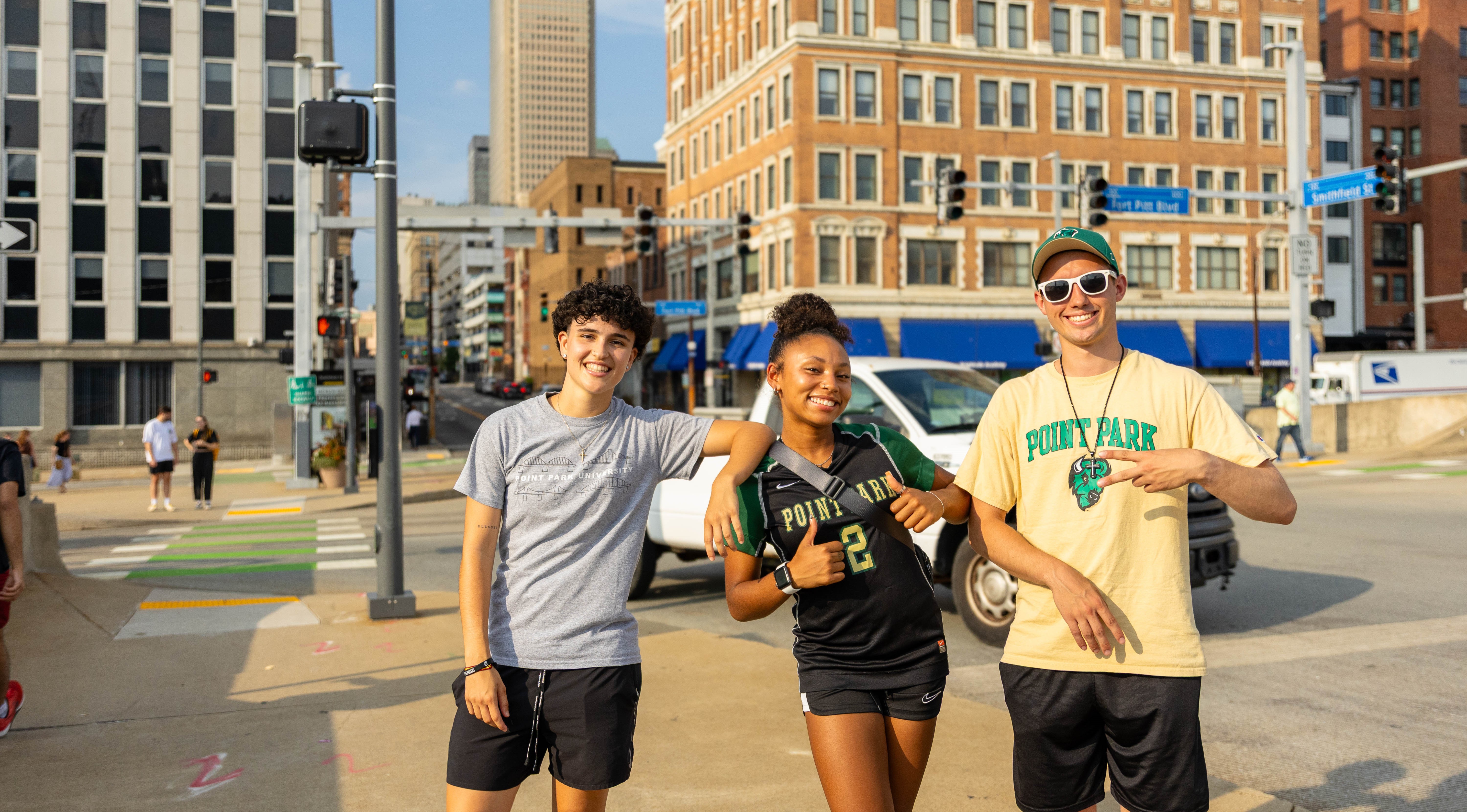 Pictured are Point Park students in Village Park. Photo by Nick Koehler