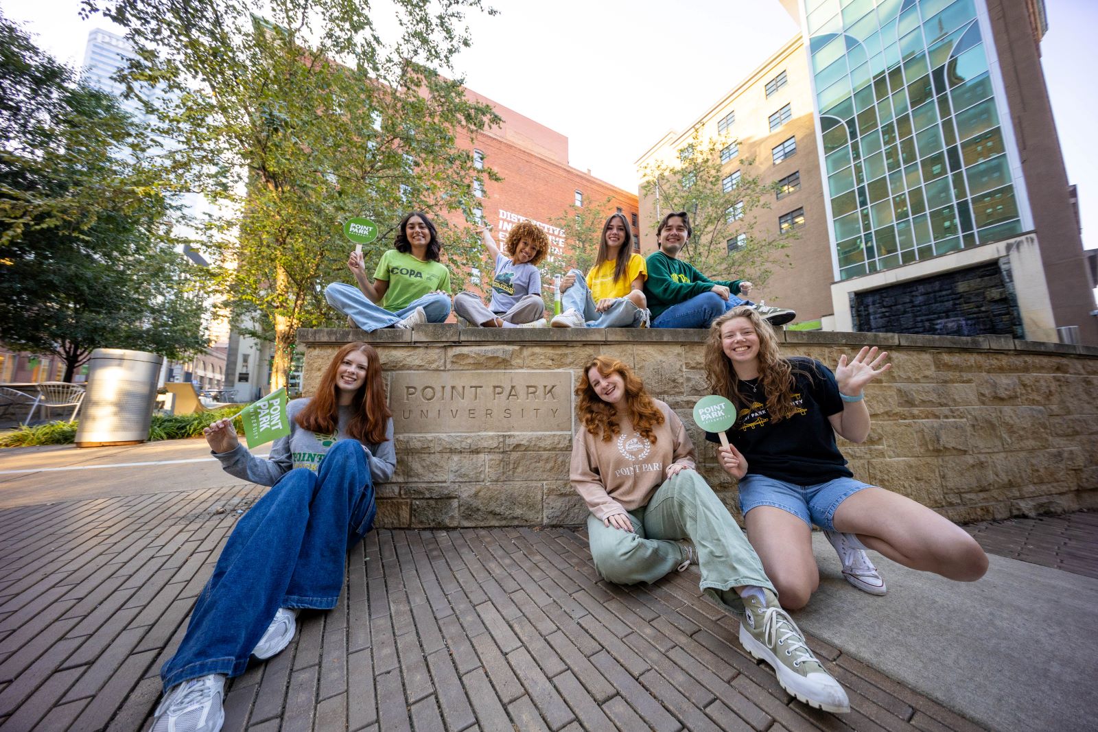 Students in front of Point Park. Photo by Paul Koontz.