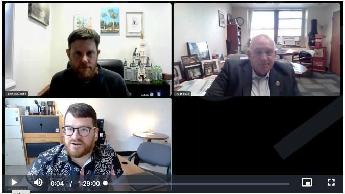 Screenshot of three people on a webinar.