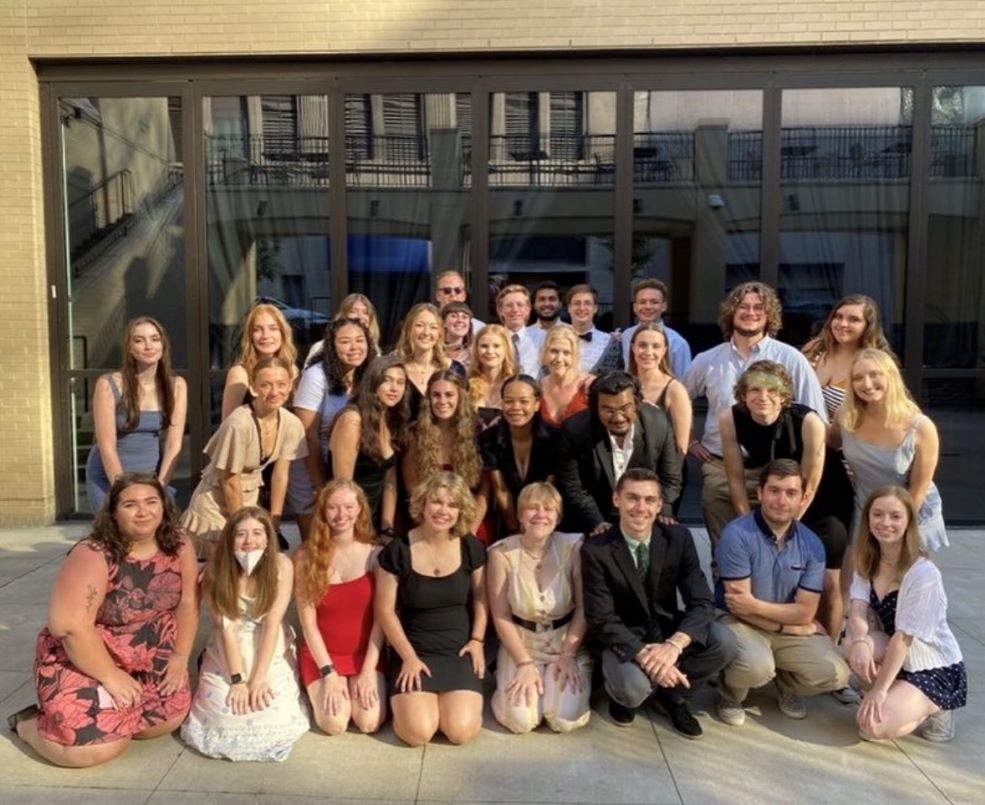 Students in front of a building