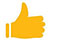 A silhouette of a right hand with a thumbs up signal.