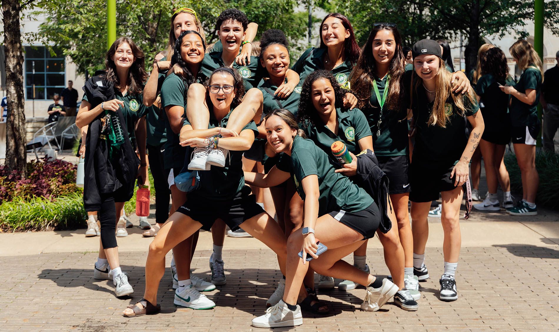 Point Park students at a pep rally in Village Park.