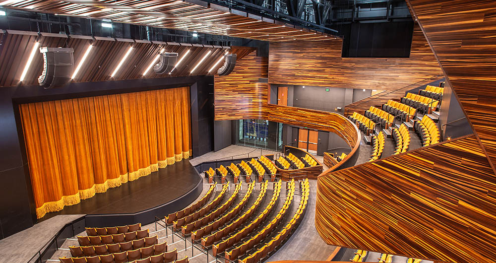 The PNC Theatre seats 550. The PNC stage features automated and manual rigging, a complete trap system and an automated orchestra pit with three positions. Photo | Nick Koehler