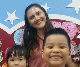 Pictured is Robyn Roux with her students in Vietnam. Photo submitted by Roux.