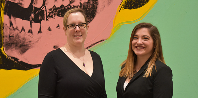 Pictured are Point Park alumni and Andy Warhol staff Charlene Bidula and Lena Tavoletti. | Photo by Brandy Richey