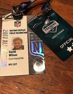 Pictured is the badge for SAEM alumnus David Wilson, instant replay technician for the Philadelphia Eagles. | Photo submitted by Wilson