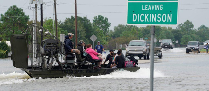 Picture of the flooding in Dickinson, Texas. | Photo by Roy Cox