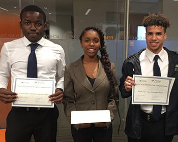 Pictured left to right are accounting students Andre Bennett, Adrea Coates and Andre Lowery. | Photo submitted by Margie Gillfillan