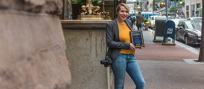 Pictured is School of Communication student Gracey Evans. Photo | Nick Koehler