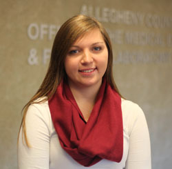 Pictured is Alex Pochiba, a forensic science major and drug chemistry scientist intern for the Allegheny County Medical Examiner's Office. | Photo by Olivia Ruk