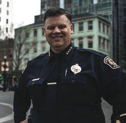 Pictured is Pittsburgh Police Chief Scott Schubert, law enforcement and criminal justice administration alumnus. | Photo by Daniel Kelly