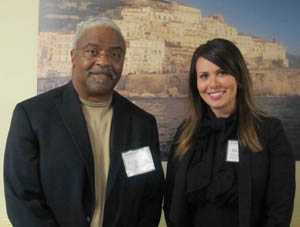 Pictured left to right are Stanley Denton, Ph.D., associate professor of education, and Aimee Cordero-Davis, Ed.D. student. | Photo by Amanda Dabbs