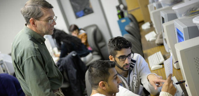 Pictured are two students with Electrical Engineering Professor Donald Keller, Ph.D., P.E. | Photo by Chris Rolinson