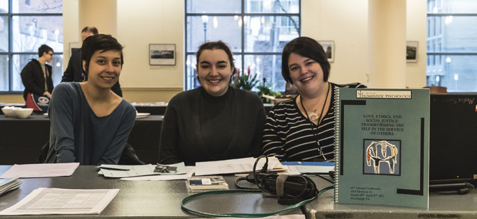 Pictured are Point Park psychology students and faculty at the Society for Humanistic Psychology 2017 Conference at Point Park University. | Photo by Matt Metrovich