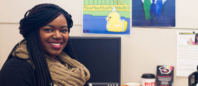 Pictured is Leatra Tate, a graduate of the M.A. in clinical-community psychology program and Ph.D. in community engagement doctoral student. | Photo by Victoria A. Mikula