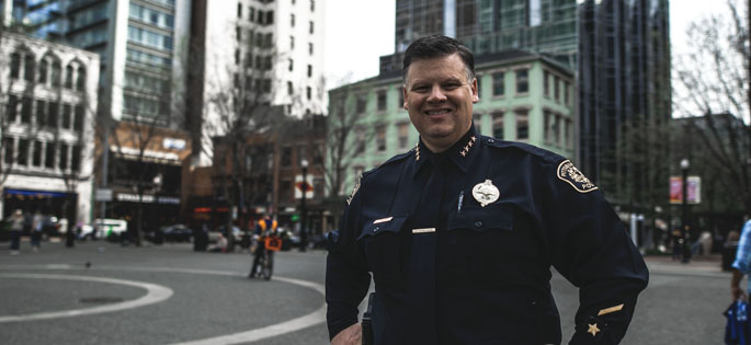 Pictured is Scott Schubert, M.S. in criminal justice administration alumnus and Pittsburgh's new police chief. | Photo by Daniel Kelly