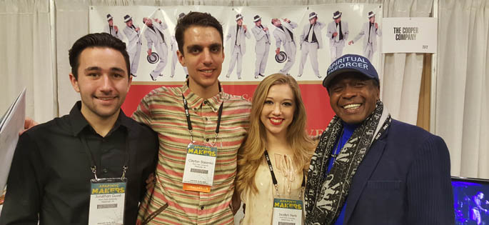 Point Park University SAEM student Jonathan Guest, recent SAEM graduate Clayton Stasenko and SAEM student Jocelyn Hyrb met and talked with Tony Award-winning actor and director Ben Vereen at the Association of Performing Arts Presenters Conference in New York City. | Photo by David Rowell