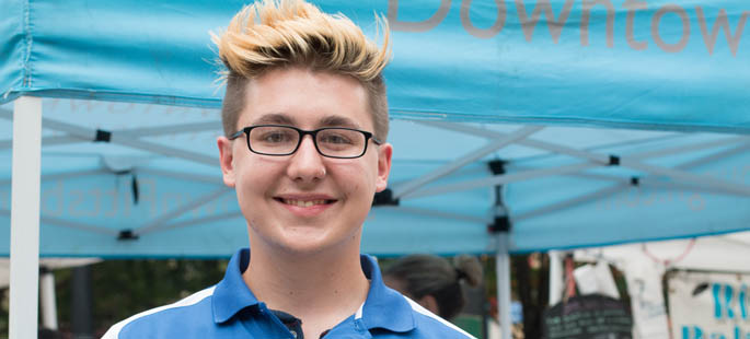 Pictured is Colten Gill, a junior SAEM student and summer intern for the Pittsburgh Downtown Partnership. | Photo by Victoria A. Mikula