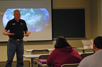 Pictured is Don Christian, Silicon Valley innovator and engineer speaking to the Business of Energy M.B.A. class at Point Park University. | Photo by Sydney Patton